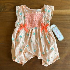 Little Lass Peach and Blue Floral Dress